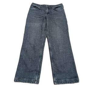 Duluth Trading Co Flannel Lined Jeans Womens 12x29 Blue Denim Plaid Warm Work